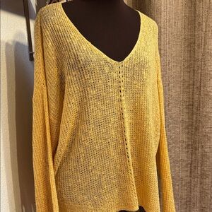 Becaal, elegant buttercup yellow long sleeve crochet cardigan blouse. Size L.